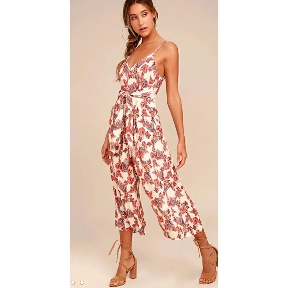 Free People Hot Tropics Cream Print Mic.
Jumpsuit size 0